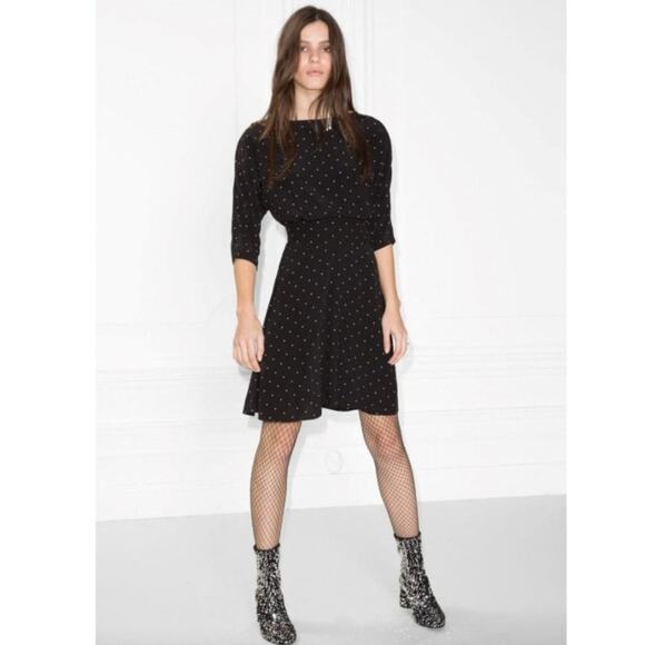 & Other Stories Black Star Print Mini Dress - Picture 1 of 7